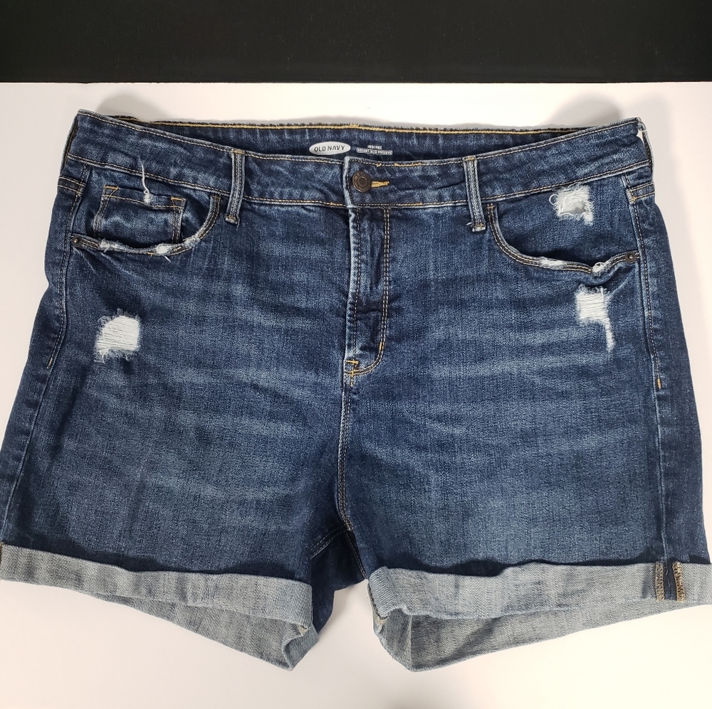 Old Navy Blue Distressed High Rise Shorts Size 14